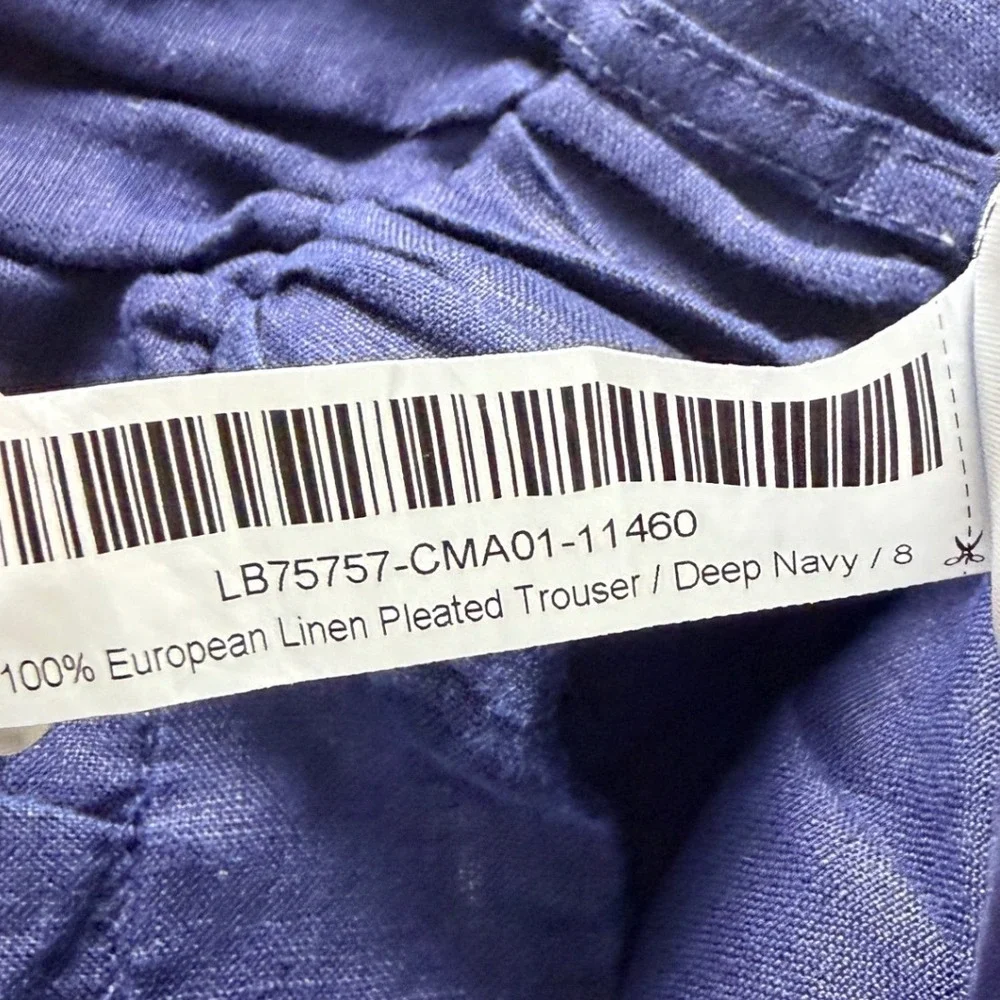 Quince Pleated Trouser Women 8 Deep Navy 100% European Linen Wide Leg Pants